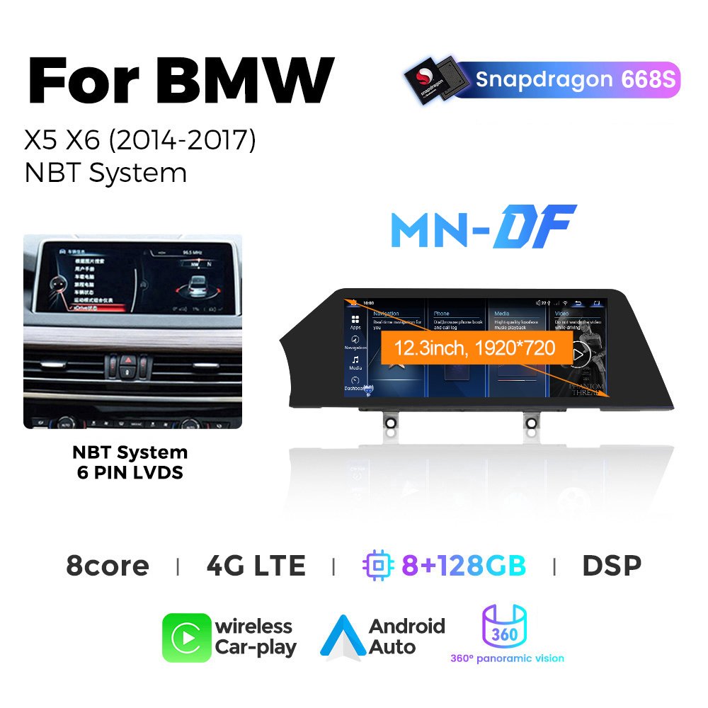 Mekede Android 12 8+256GB Car DVD Player for BMW X5 F15 X6 F16 NBT EVO system split screen Mirror Link car-play+auto car stereo