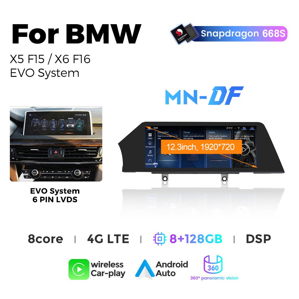 Mekede Android 12 8+256GB Car DVD Player for BMW X5 F15 X6 F16 NBT EVO system split screen Mirror Link car-play+auto car stereo