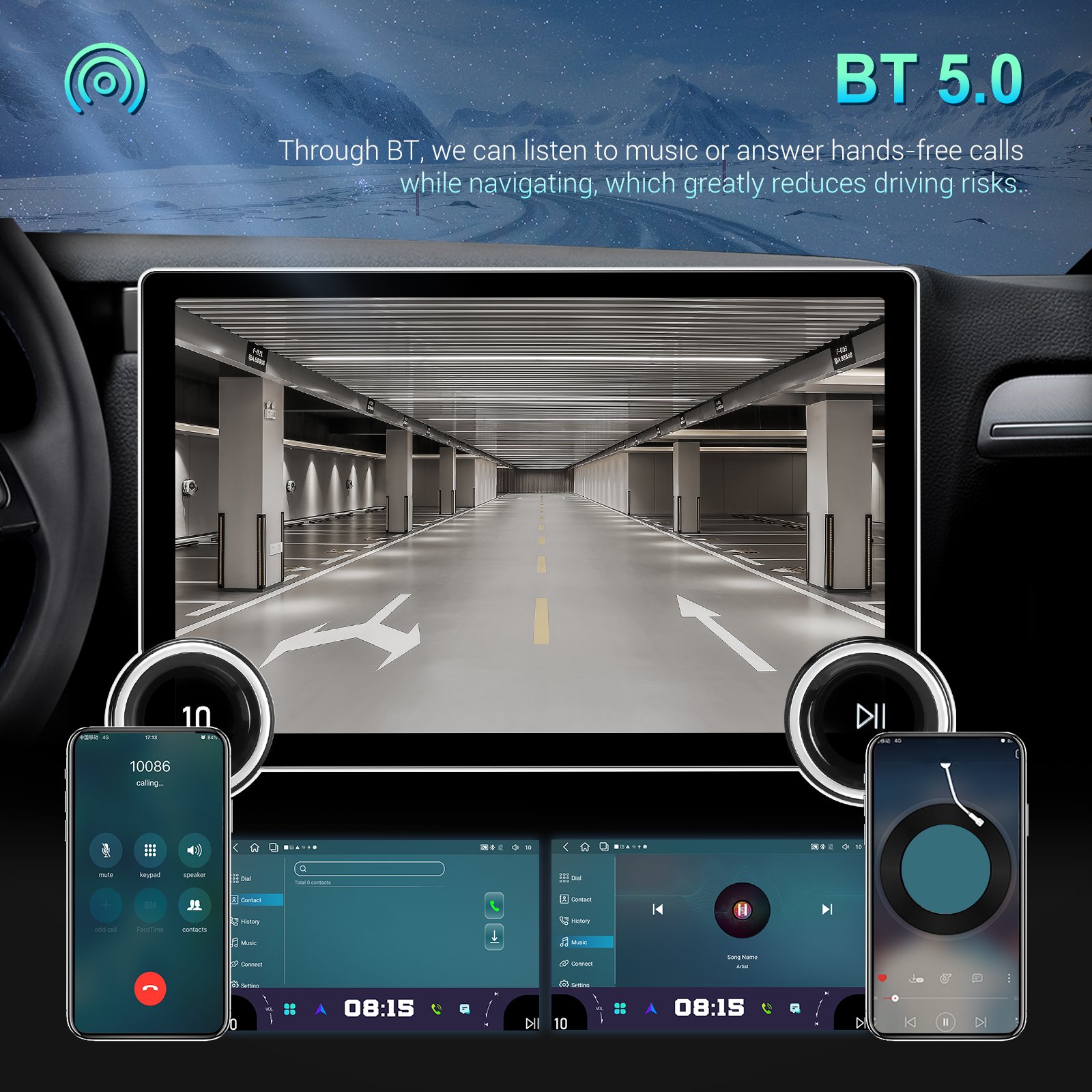 Podofo 11.5" Android Car Radio Stereo 6+128G/4+64G 2K QLED 10 Core Carplay Android Auto GPS 4G Wifi DSP Hi-Res OBD2 DAB+ OEM