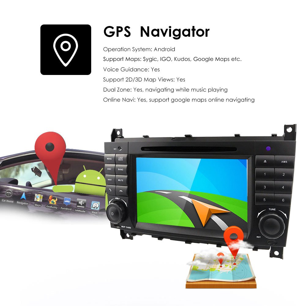 iPoster hot seller 7 inch Android car stereo suitable for Mercedes Benz C-Class W203 car gps navigation with wireless carplay