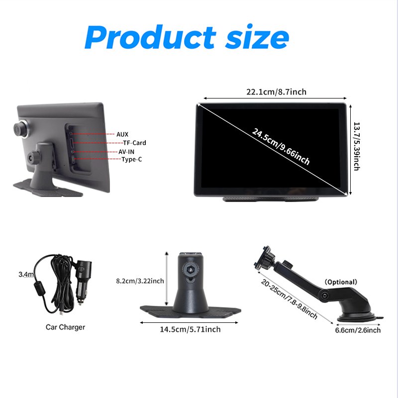 Maustor 9 Inch Carplay Screen Apple Wireless And Android Auto Car Touch Screen Display Rear Camera MP5 Radio Video Car Player