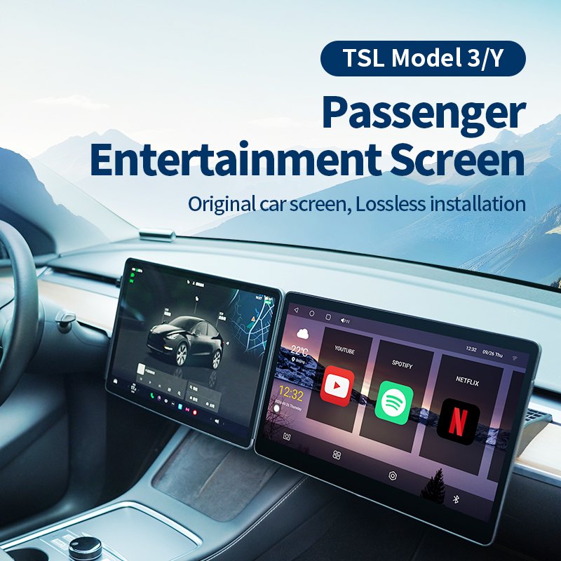 15.6 Inch Wireless Original Car Style Dual Screen Passenger Entertainment Screen Carplay for Tesla Model 3/Y