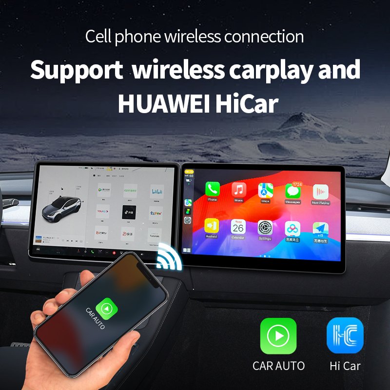 15.6 Inch Wireless Original Car Style Dual Screen Passenger Entertainment Screen Carplay for Tesla Model 3/Y