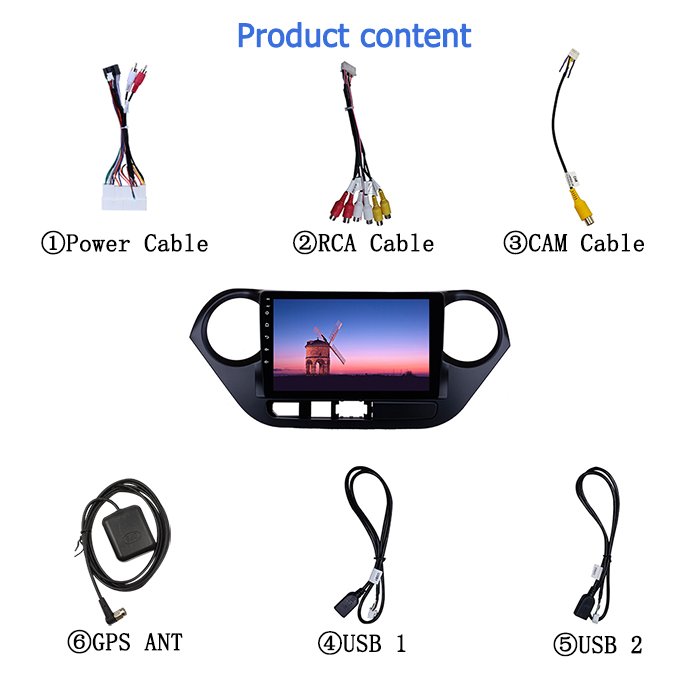 4 Core Android 10 Car DVD Player WIFI BT GPS 2+32GB Screen for Hyundai Grand i10 RHD 2013-2016