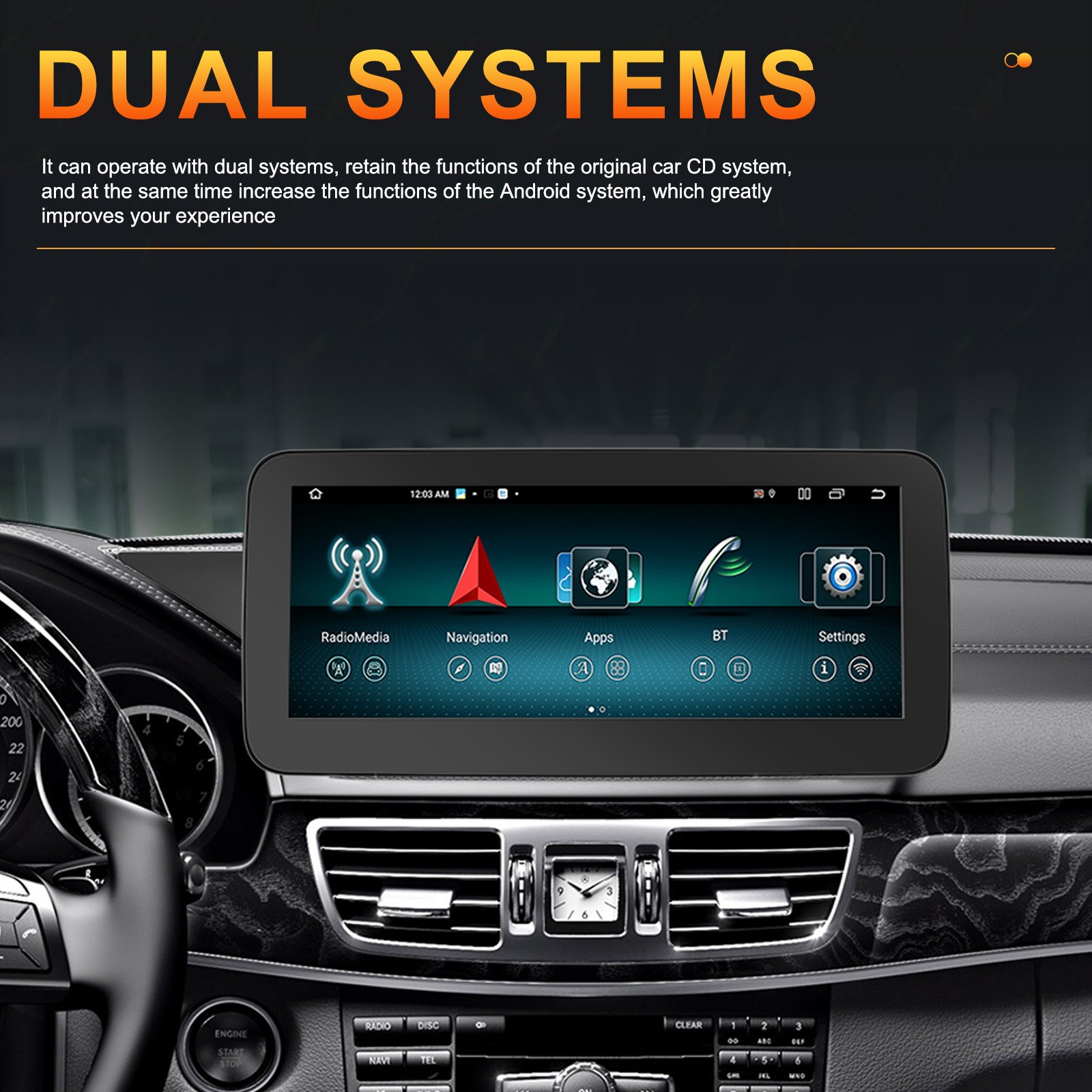 Podofo 10.25'' Car Radio Wireless Carplay Android Auto Dual System For Benz E class/W212 2013-2015 IPS WIFI DSP Wholesale