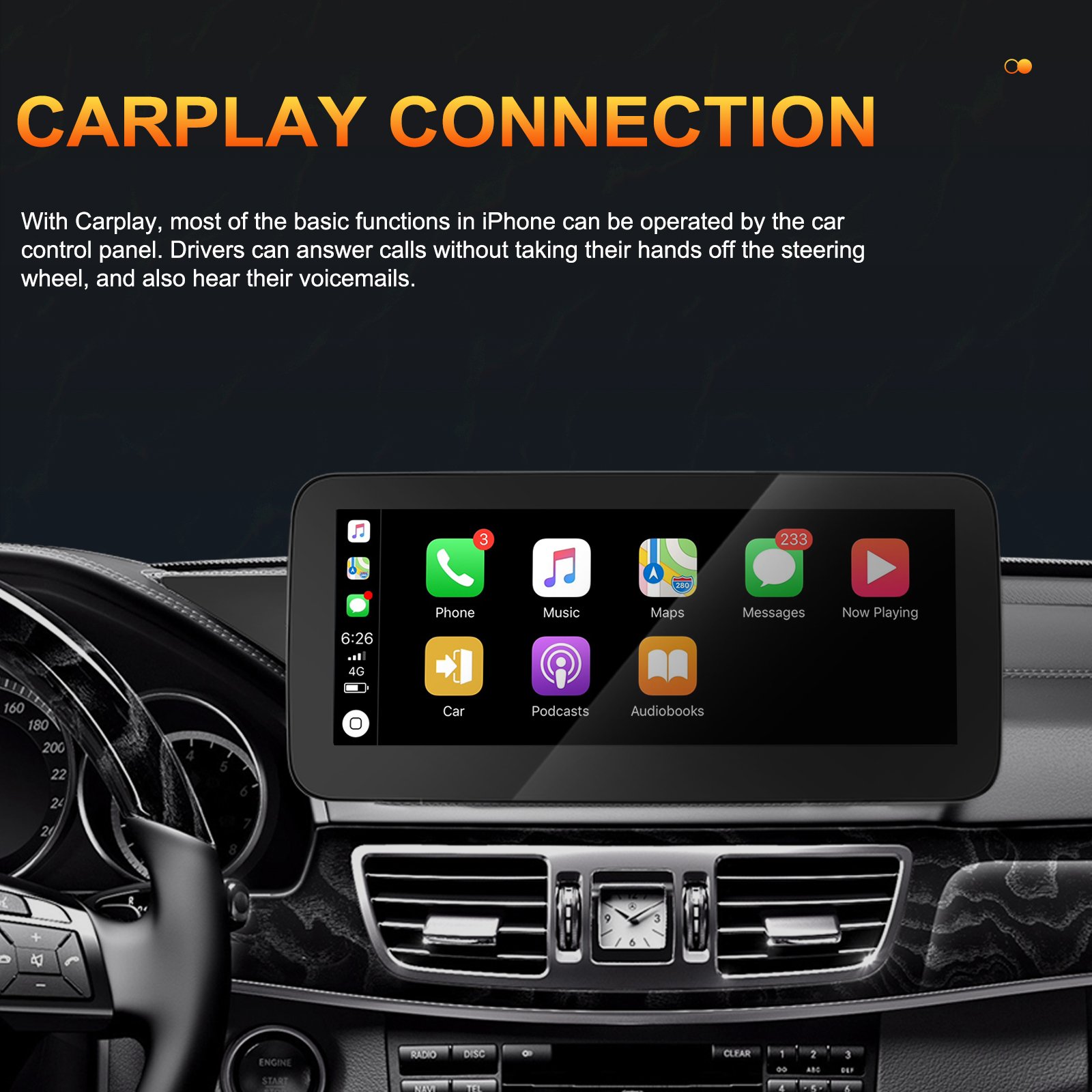 Podofo 10.25'' Car Radio Wireless Carplay Android Auto Dual System For Benz E class/W212 2013-2015 IPS WIFI DSP Wholesale