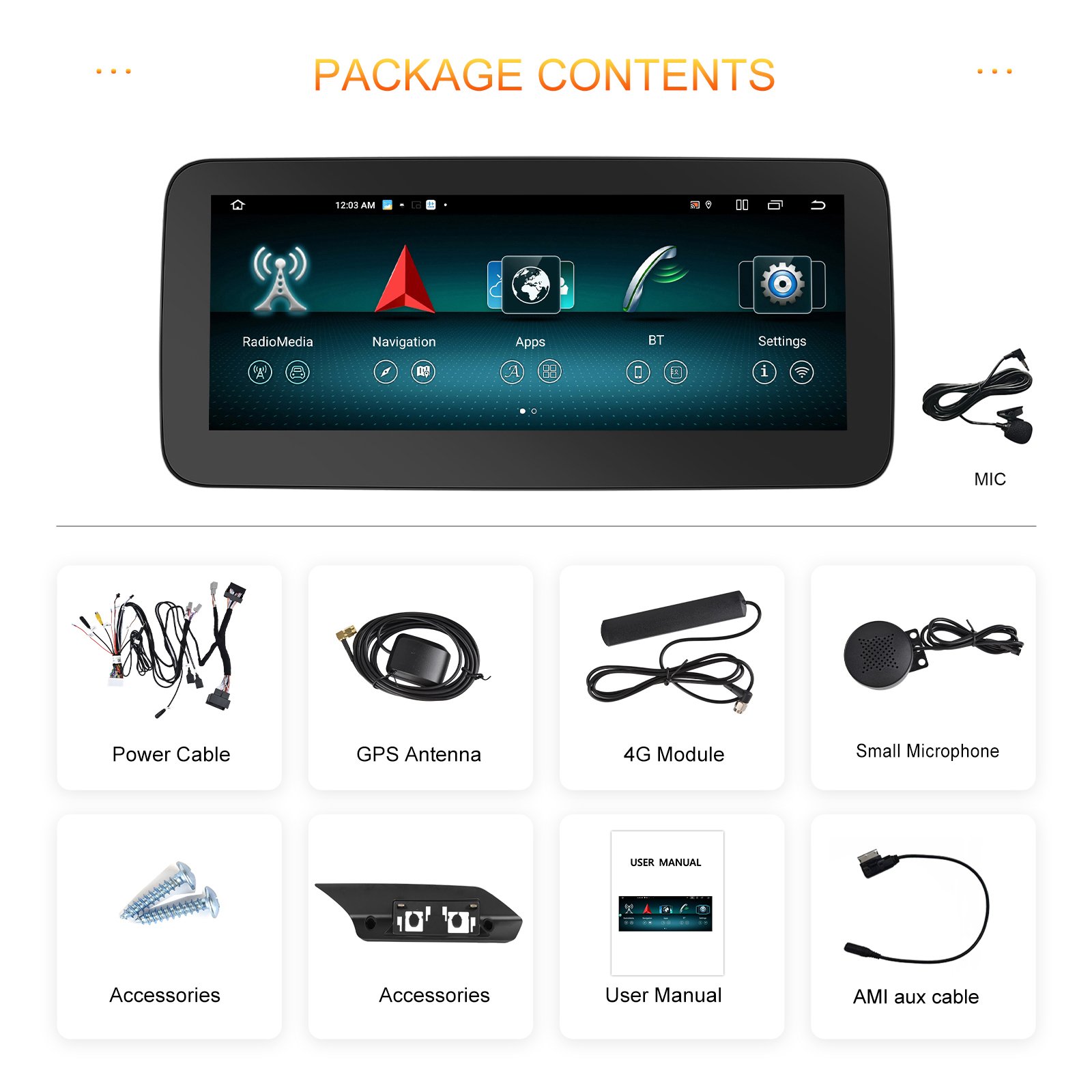 Podofo 10.25'' Car Radio Wireless Carplay Android Auto Dual System For Benz E class/W212 2013-2015 IPS WIFI DSP Wholesale