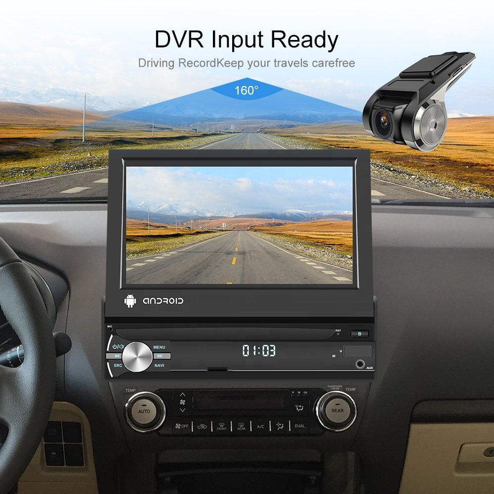 (EU Stock) Podofo 1+32/2+64G Single Din Android Car Radio Autoradio 7" Flip Screen Carplay GPS Wifi BT FM RDS AUX OEM Factory