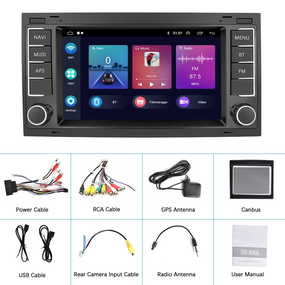 Podofo 2+64GB 7'' Android Car Radio Auto Carplay Autoradio GPS WIFI FM RDS HIFi For VW/Touareg/Transporter/Multivan 2004-2009