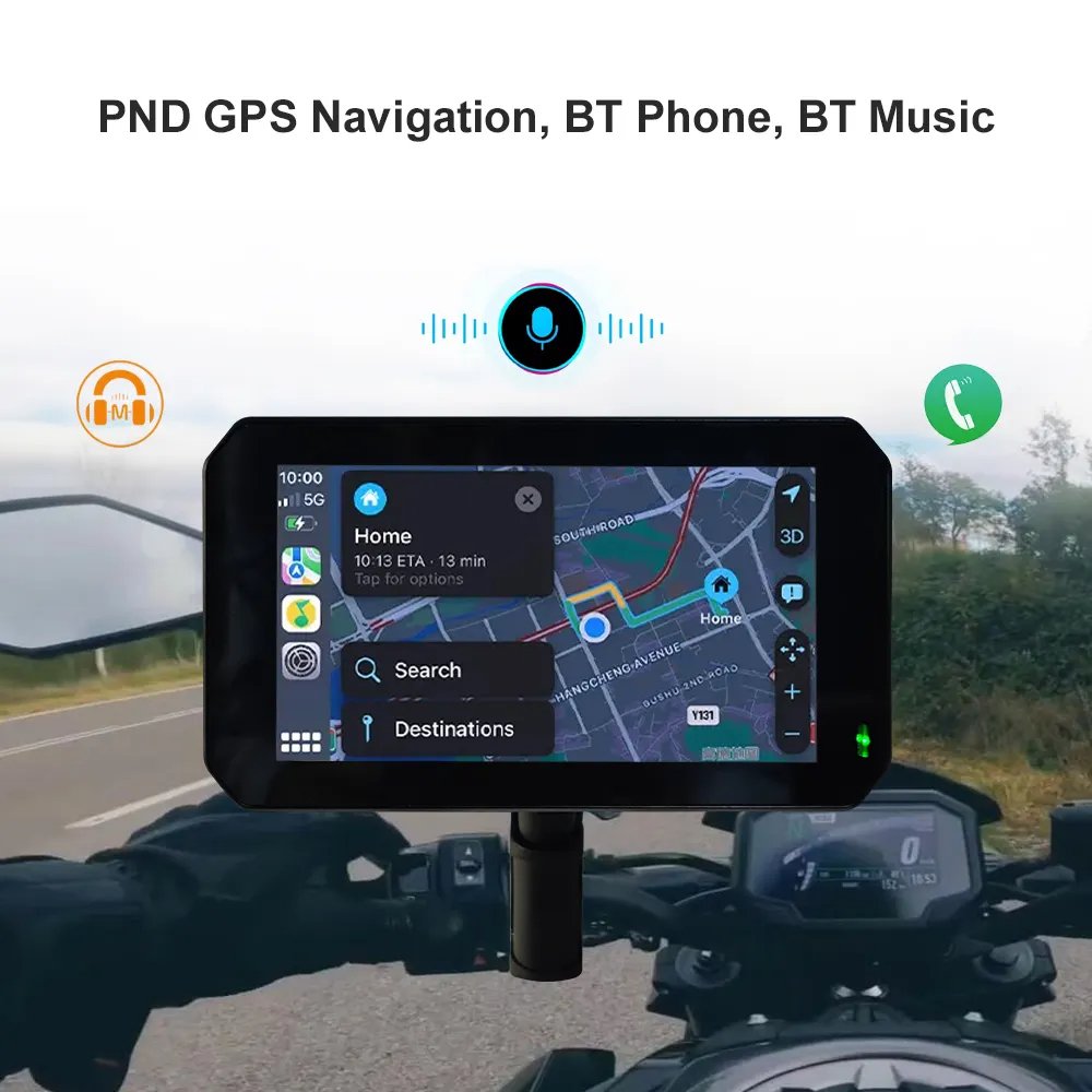 Carplay screen 5inch Touch Waterproof Motorcycle GPS Carplay Monitor Android BT Wireless Carplay Motor Bicycle GPS Navigation