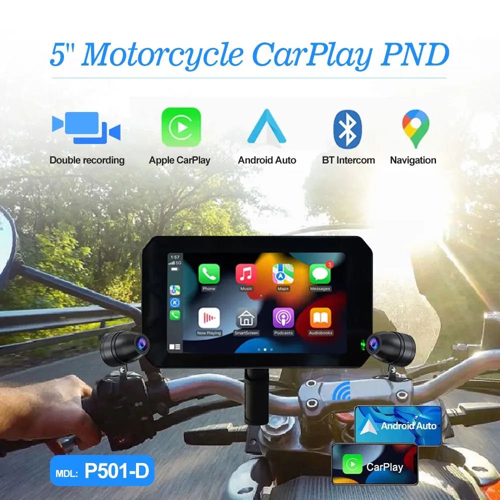 Carplay screen 5inch Touch Waterproof Motorcycle GPS Carplay Monitor Android BT Wireless Carplay Motor Bicycle GPS Navigation