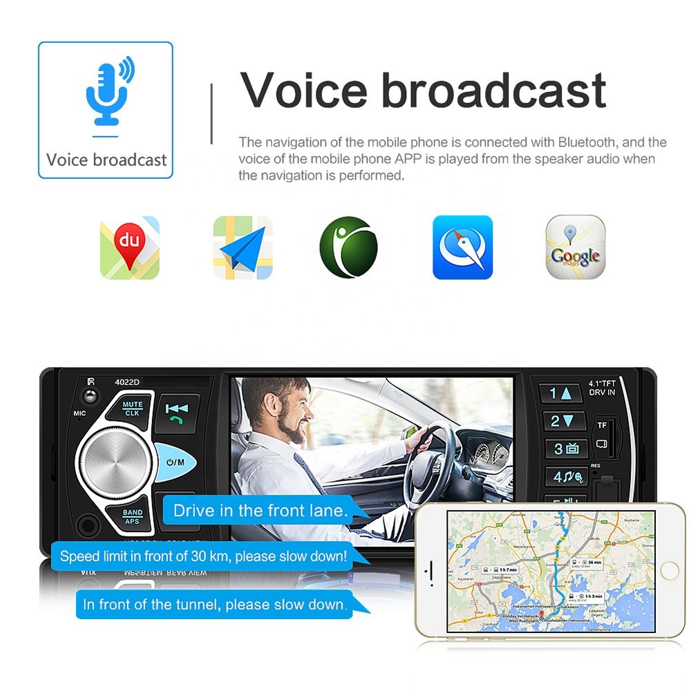 Podofo 4.1'' 1 Din Car Radio Car MP5 Player 4022D BT USB AUX TF Card Slot Steering Wheel Remote Control + Rear Camera EU Stock!!