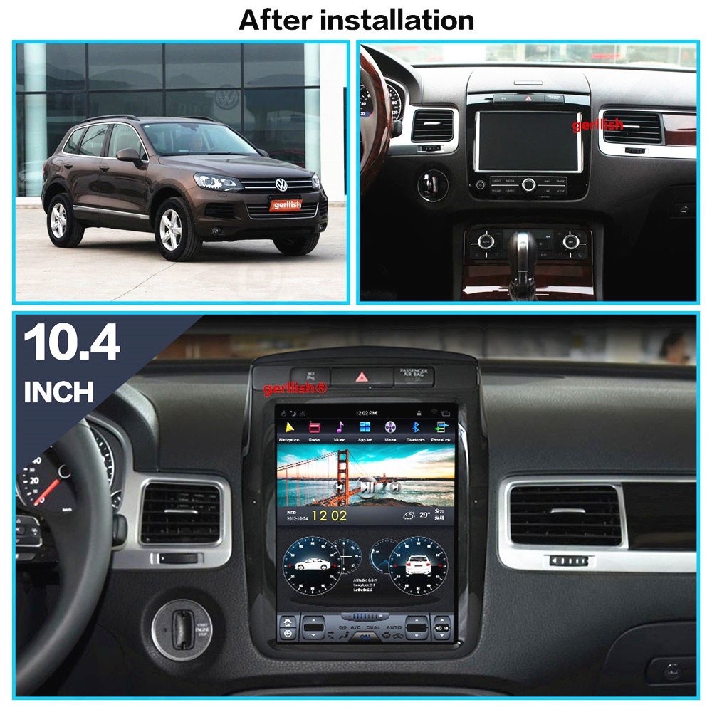 Vertical screen android 10.4 inch tesla style car dvd radio stereo player for VW Volkswagen Touareg 2010-2017 gps navigation