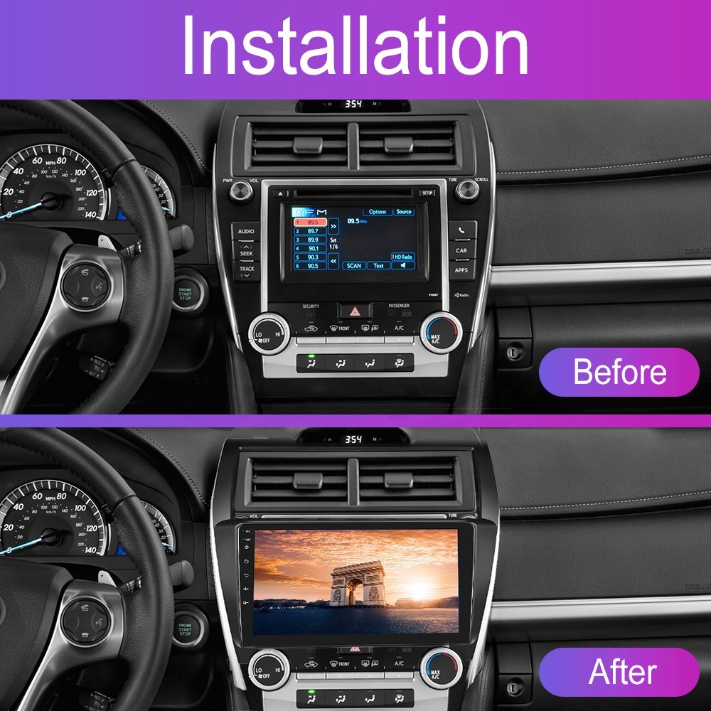 Podofo 10.1 Inch Double Din Car Radio Fascia Damage-free Special Kit Car DVD Player Accessories For Toyota Camry (US) 2012-2014