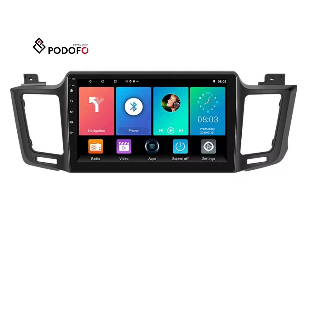 Podofo Double Din Car Stereo 2 Din 10.1" Android Player For Toyota RAV4 2013-2018 GPS Wifi FM Radio