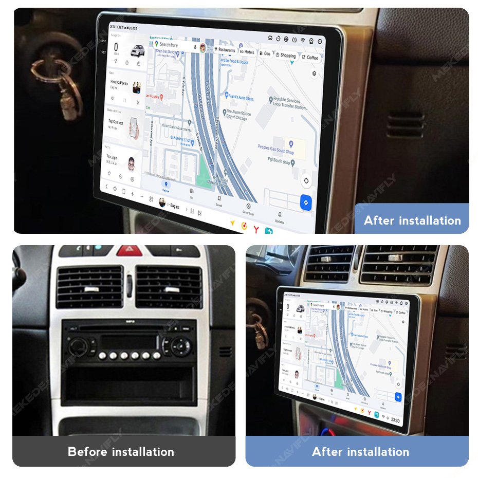 DUDUAUTO Car Radio Multimedia Player Navigation GPS Stereo Autoradio Car-play AUTO Android 13 For Peugeot 307 2001-2008