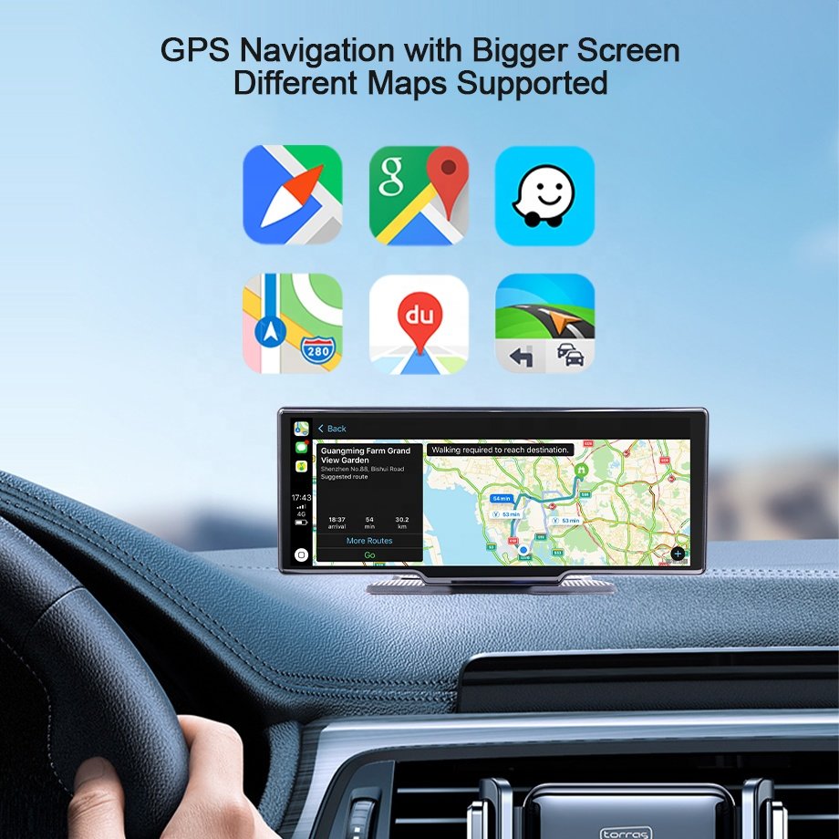 Portable 10.26 Car Radio Video Audio GPS Navigation Device 4G SIM Android 10 DVD Player with Screen Carplay Android Auto ADAS FM