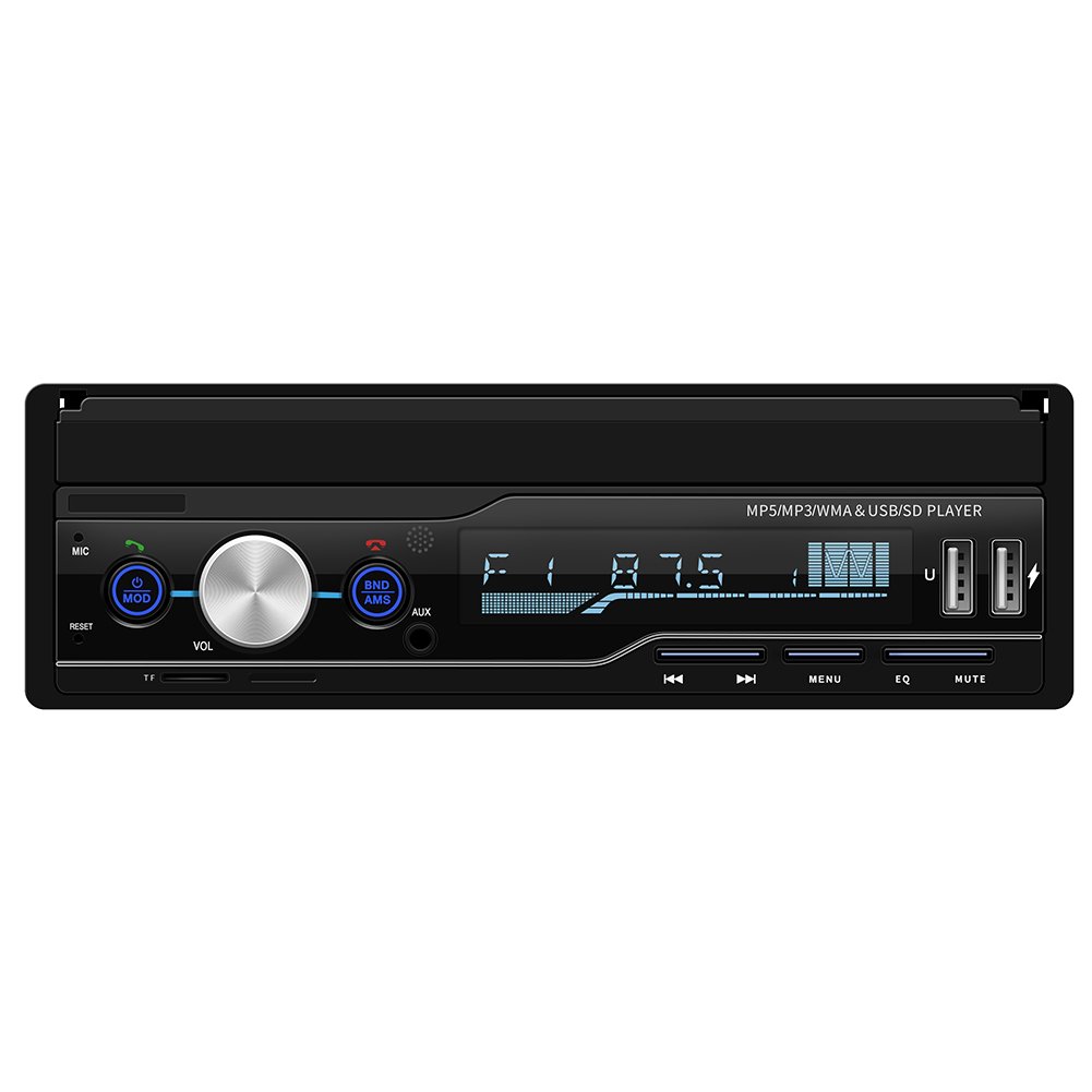 Single 1 Din retractable car radio touch screen with mirror link USB AUX BT 7 inch car video MP5 player