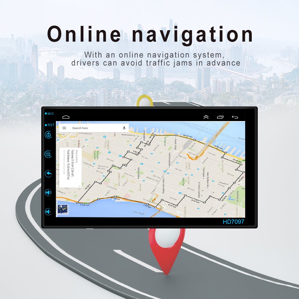 Podofo Android 2 Din Car Radio Stereo 7" 1+32G Touch Screen GPS WIFI FM RDS BT Support HD Camera