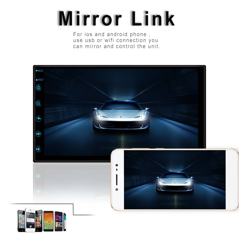 Podofo Android 2 Din Car Radio Stereo 7" 1+32G Touch Screen GPS WIFI FM RDS BT Support HD Camera