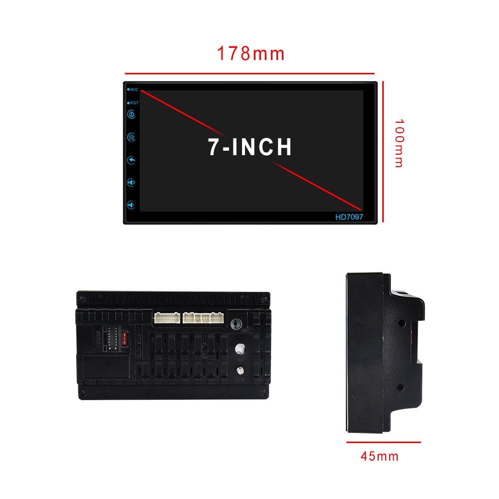 Podofo Android 2 Din Car Radio Stereo 7" 1+32G Touch Screen GPS WIFI FM RDS BT Support HD Camera