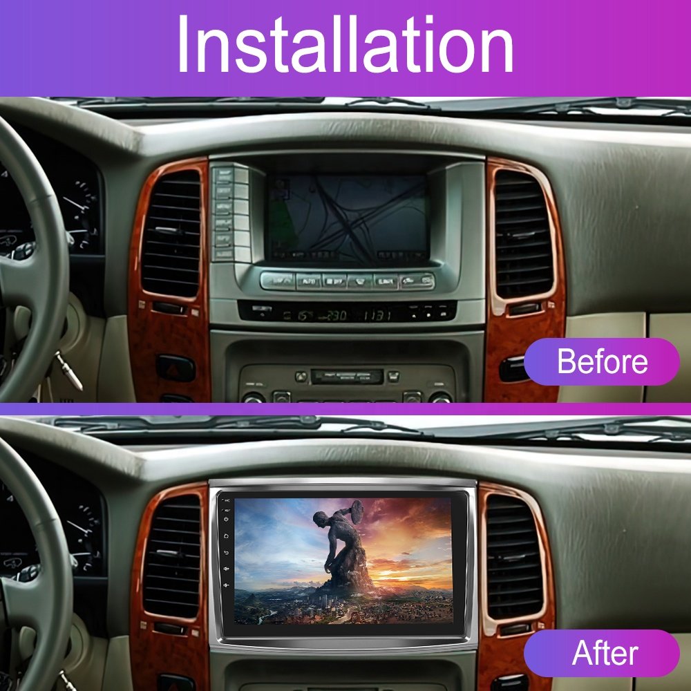 Podofo Dash Kit For Toyota Land Cruiser 2003-2006 Car Radio Stereo Autoradio Frame 10.1'' Car DVD Player Dashboard Fascia
