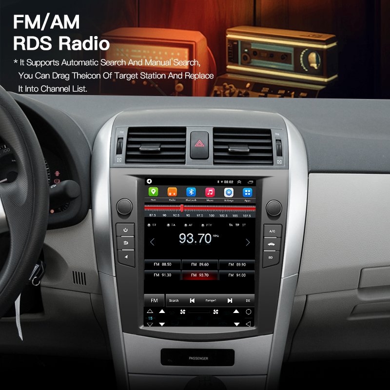 Android13 Carplay For Toyota Corolla 2007-2012 Auto For Tesla Screen Car Radio GPS Navigation Multimedia Player Stereo 2Din Wifi