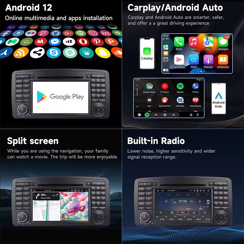 7 inch Android Car multimedia radio player 8 core for Mercedes Benz R-Class W251 2006-2012 IPS screen DSP 4g lte Car DVD Player