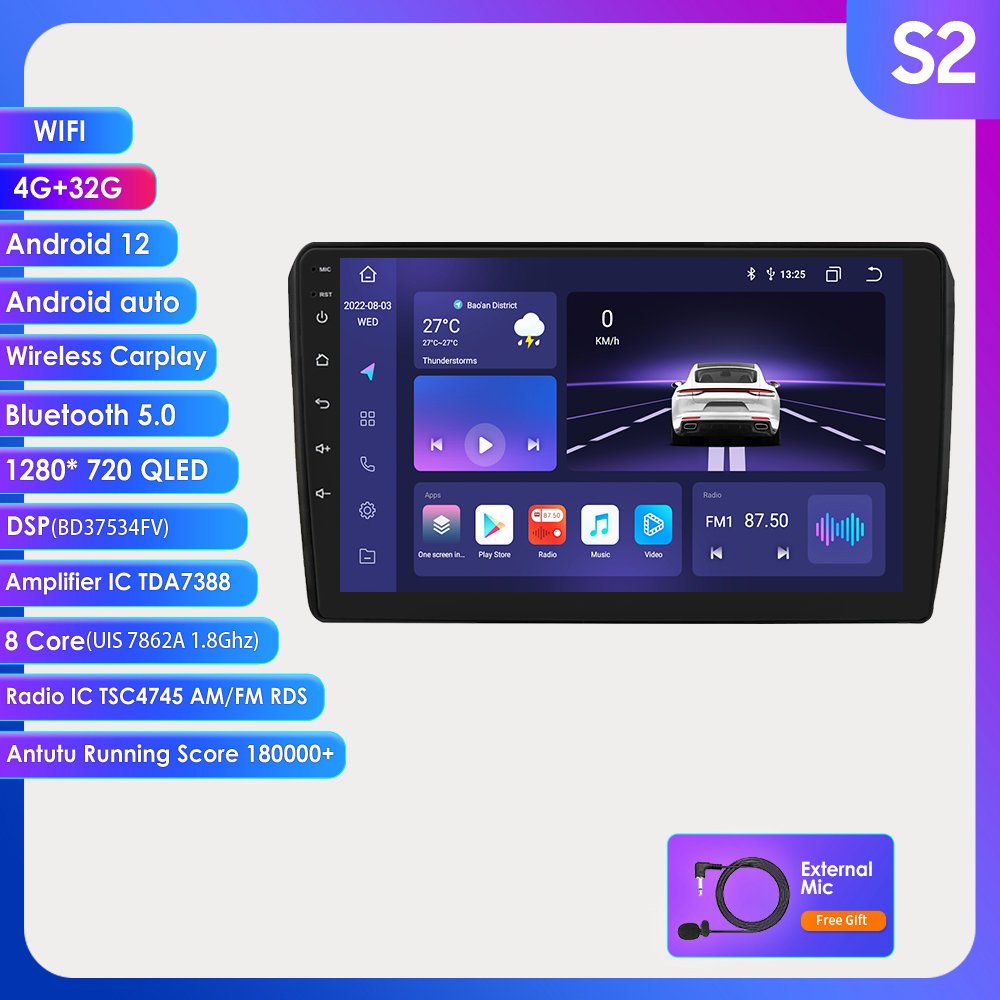 9 Inch Wifi+4G OLED Android 12 car dvd Player for Audi A3 with radio CarPlay Android Auto car stereo with GPS