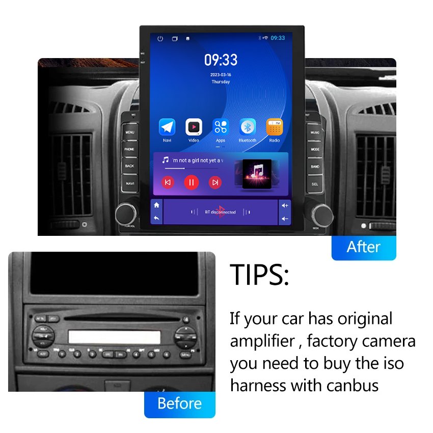 9.7'' Inch Android Car Radio for Fiat Ducato Jumper Boxer 2006-2018 dvd GPS Tesla Vertical Screen Stereo Navigation Multimedia