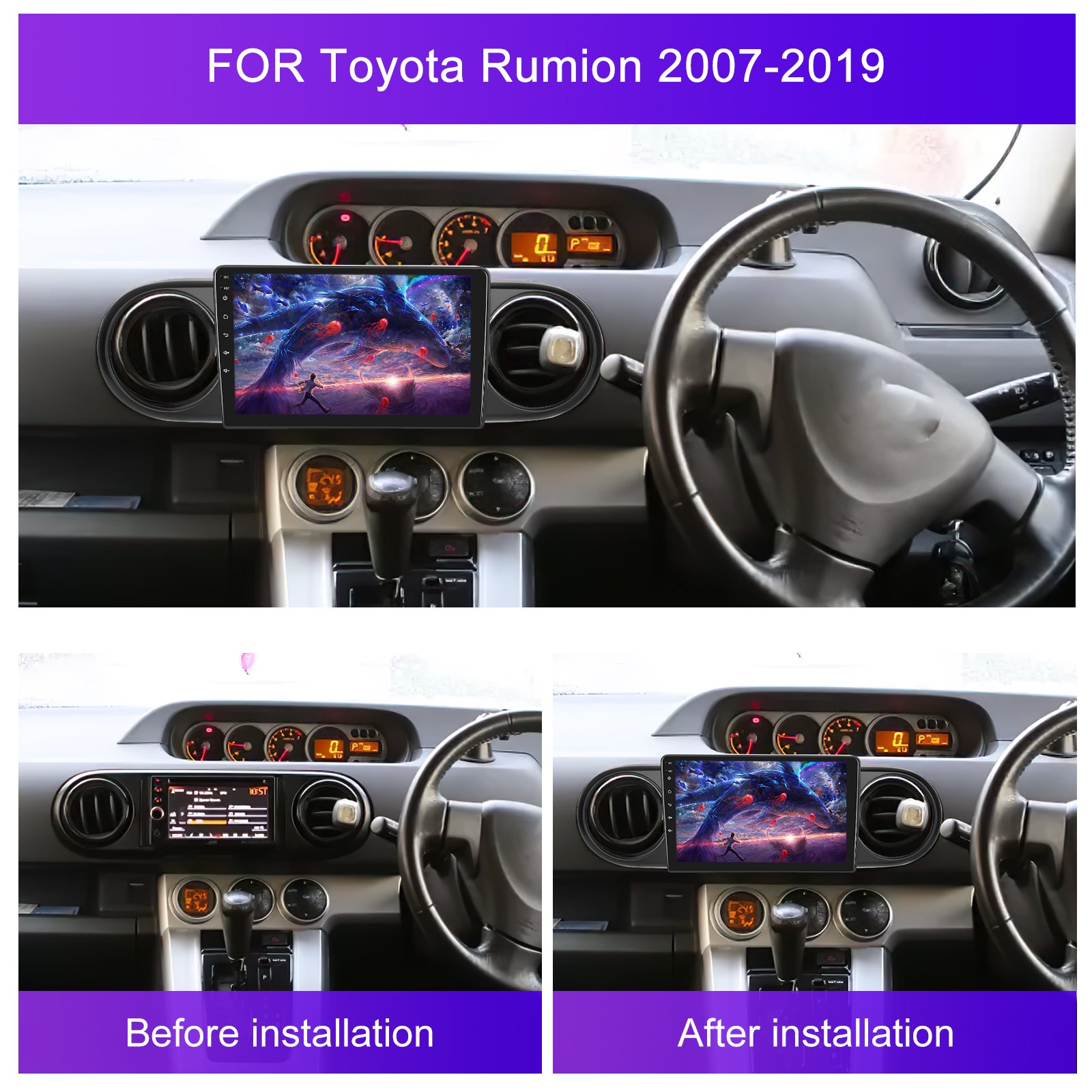 Podofo 9inch Car Stereo Car Radio Wireless Carplay Android Auto Wifi GPS BT FM HIFI For Toyota Rumion 2007-2019 Auto Electronics