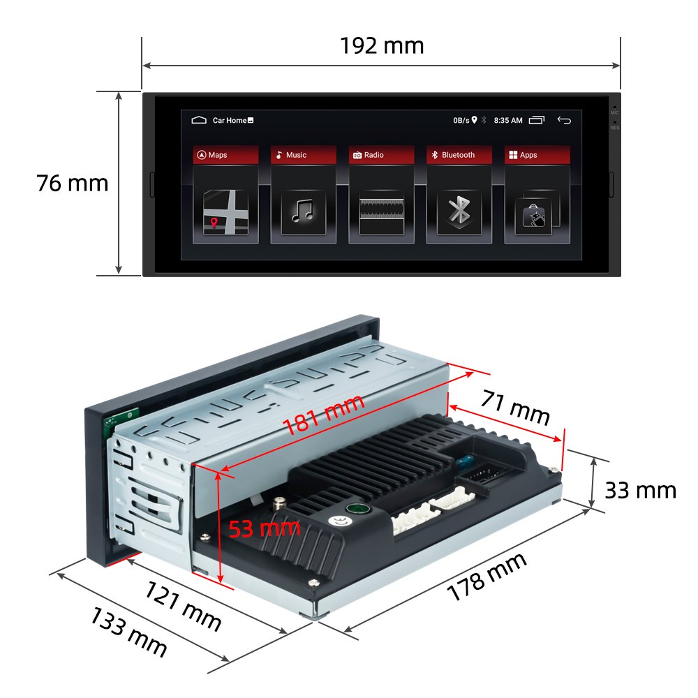 Universal 1 Din Android Radio Multimedia Player 6.9 Inch Touch Screen Car Stereo Video GPS Navigation WiFi Bluetooth