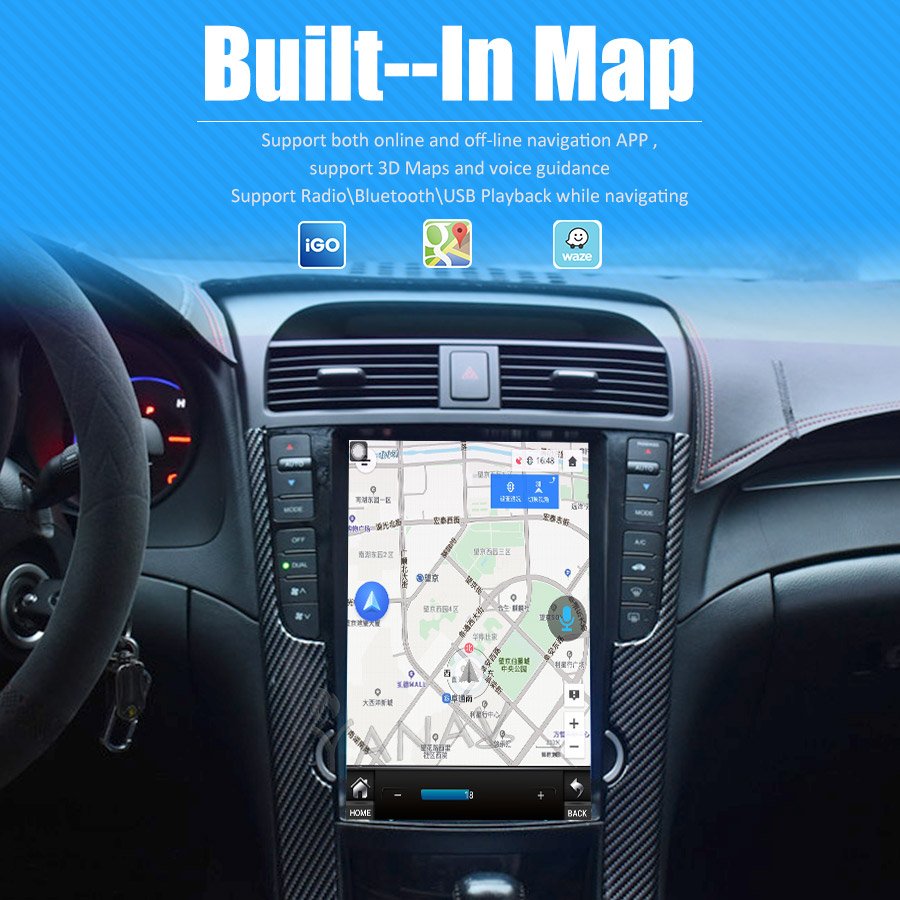 12.1 Inch Tesla Screen Auto Stereo GPS Navigation android auto carplay Car radio For Acura TL 2004 2005 2006 2007 2008