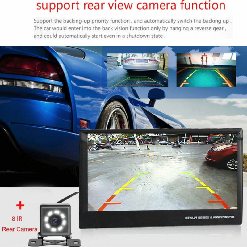 Podofo Car Stereo audio Radio BT 1Din 7" HD Retractable Touch Screen Monitor DVD MP5 SD FM USB Player Rear View Camera
