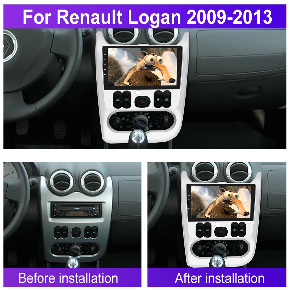 Podofo Android Car Radio 9 Inch Double Din Carplay Android Auto GPS Support AHD Camera For Renault Logan 2009-2013 Wholesale OEM