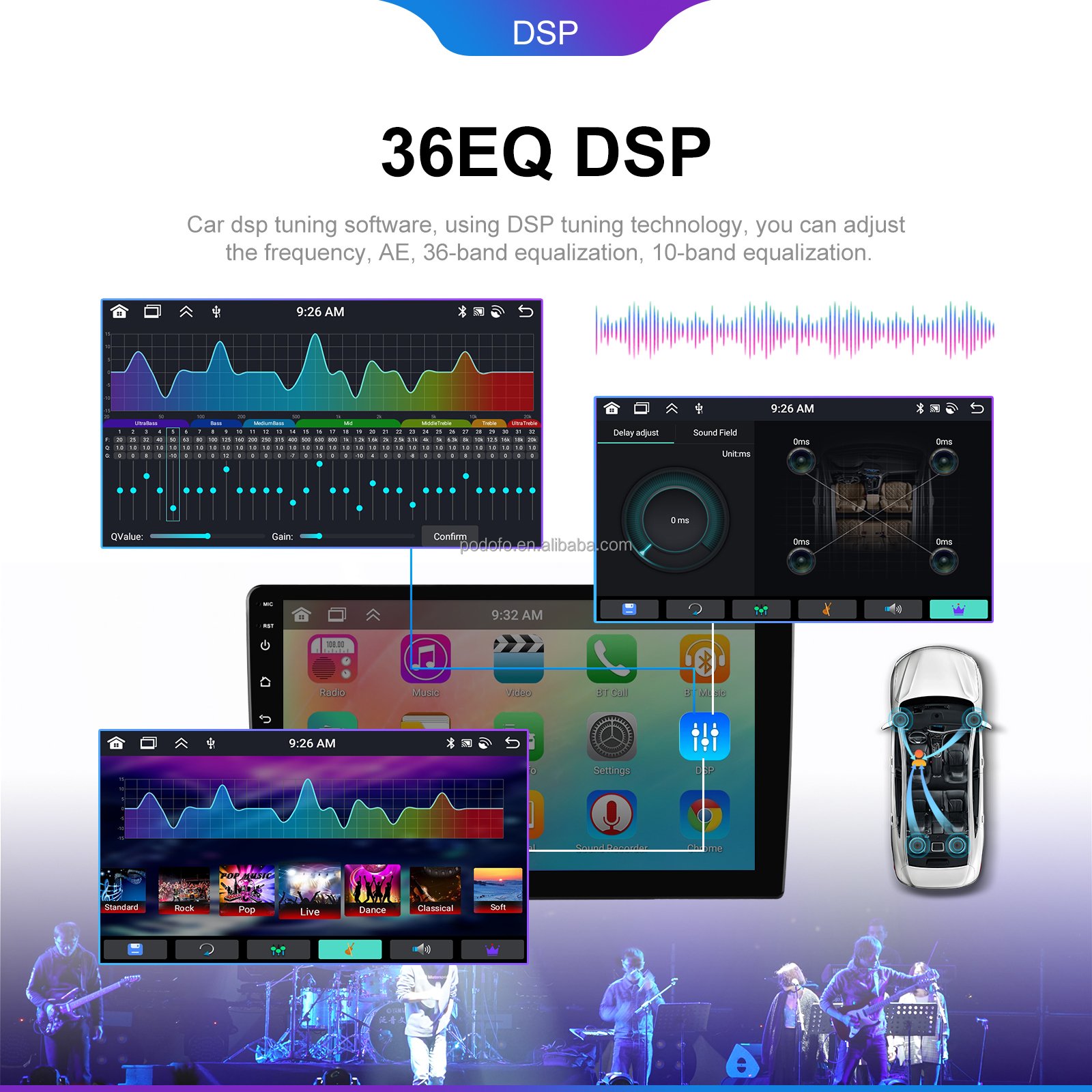 Universal 4+32G display wireless touch screen multimedia Navigation Car Radio DVD player 4Gversion android player for car