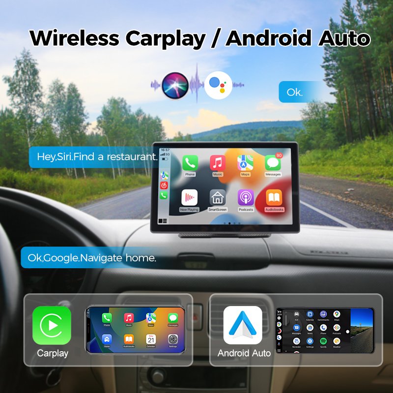 Maustor Universal 9 inch Car Radio Multimedia CarPlay With Dashcam Android Auto Wireless Car DVD player