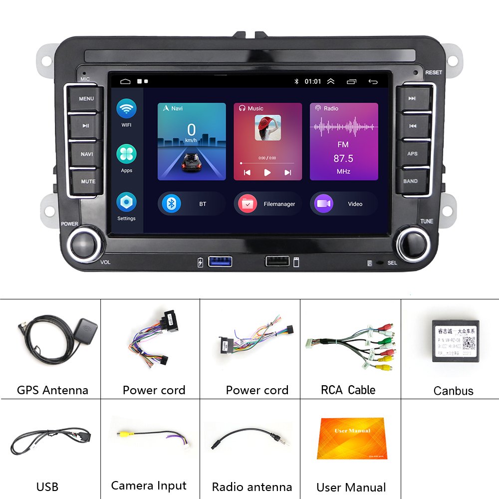 (EU Stock) Podofo 7'' Android Car Radio CarPlay Android Auto GPS WIFI HiFi FM RDS For VW/SAGITAR/JATTA/MAGOTAN V6/GOLF VI/POLO