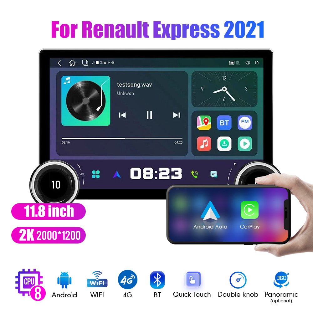 11.8Inch 2Din Android Car Radio For Renault Express 2021 2K QLED Screen Car Stereo Car DVD Player Carplay Android Auto