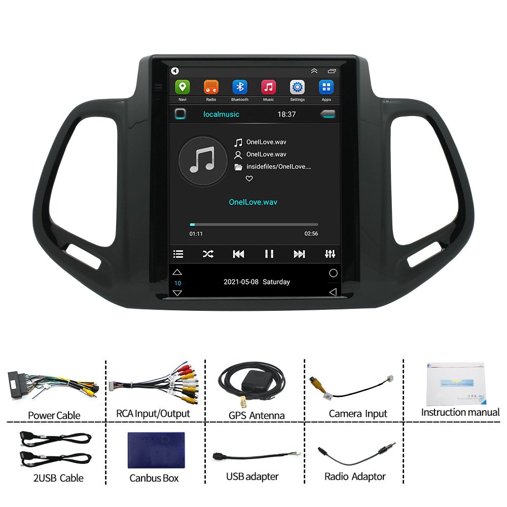 9.7 inch for 2017-2020 JEEP Compass Android 9.1 Head Unit GPS Navigation car dvd player with USB WIFI Support DVR OBD2 TPM