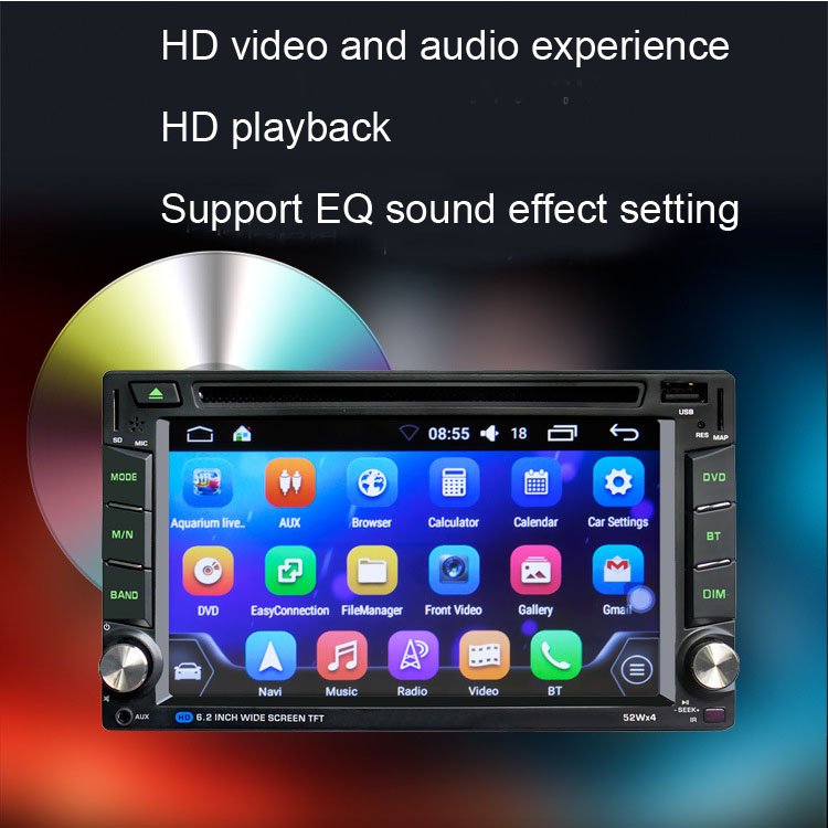 6.2 Inch Car Wifi Dvd Player Android Xy-6.2inchdvd Led Usb Cd Players Ce LCD Universal Portable Cd Player with Bluetooth RGB