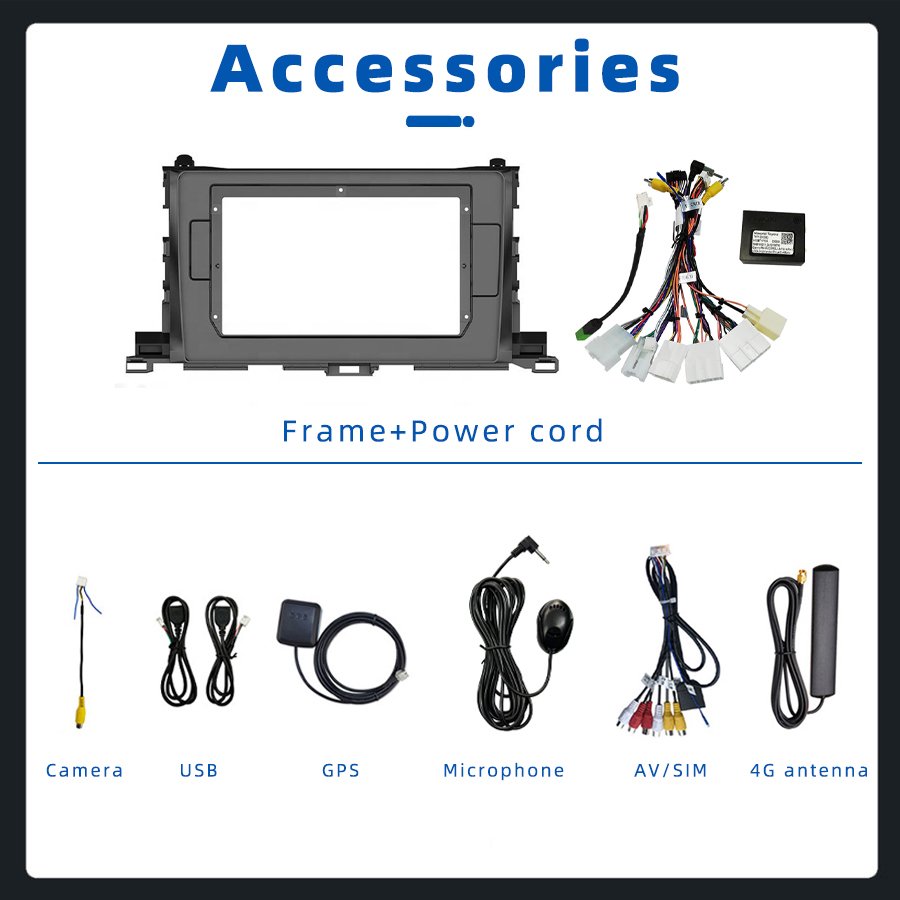 9.5" 2000*1000 QLED Touch Screen Android 13 Car DVD Player Auto Stereo Video Player For Toyota Highlander 2013-2018