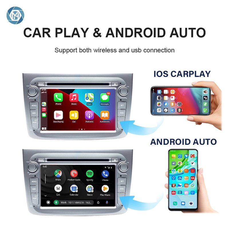 7 inch TPMS DAB DSP IPS Android wireless CarPlay 4G car dvd player for Alfa Romeo Mito