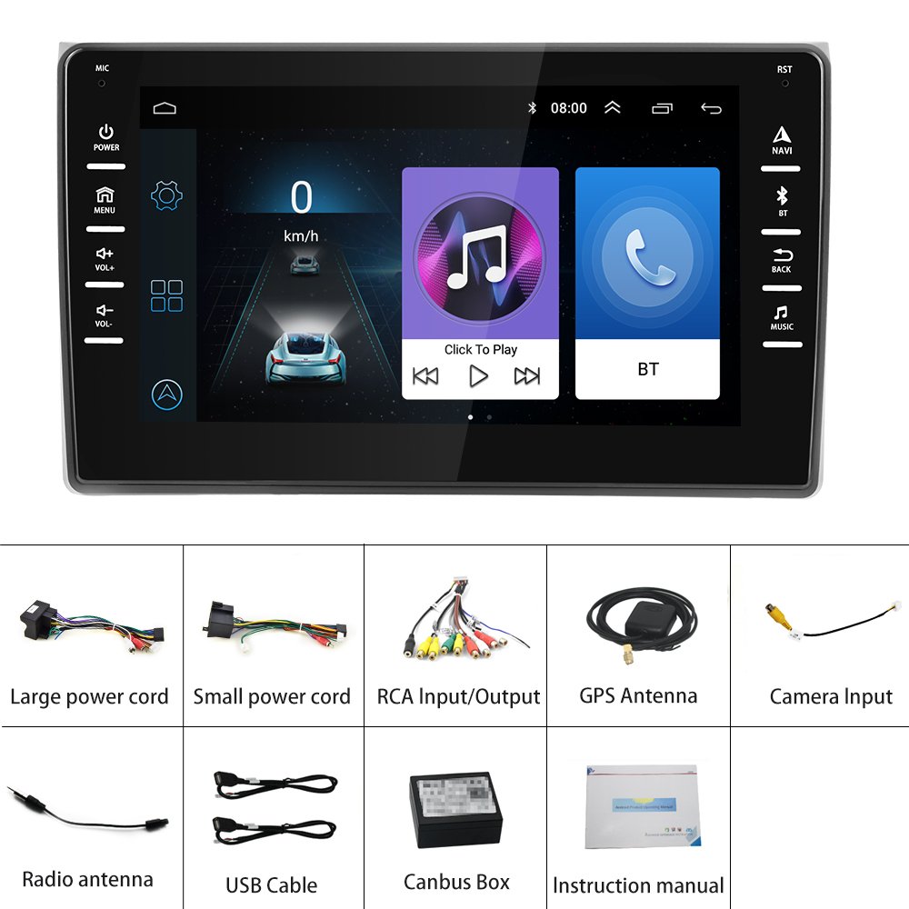 Podofo Android Car Radio Stereo 1+32GB 8 Inch Capacitive Touch Screen GPS Wifi BT FM For Audi A4 2002-2008 Autoradio