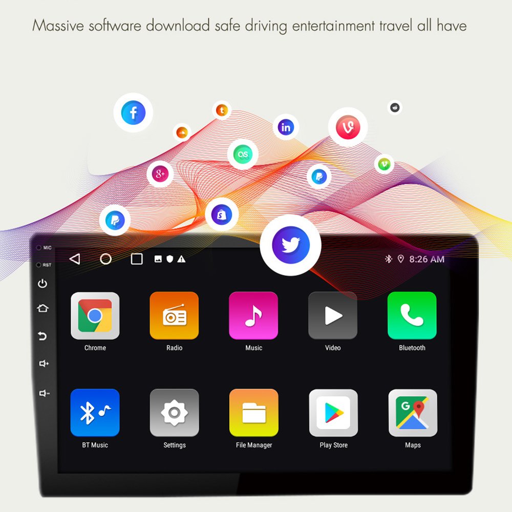 2 Din Android Car Radio Carplay 10 Inch Touch Screen Car DVD Player Car Stereo BT Wifi GPS Navigation with Rear Camera