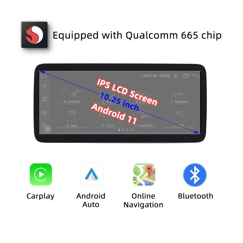 10.25 inch dvd car radio stereo android touch screen multimedia player carplay for audi q5
