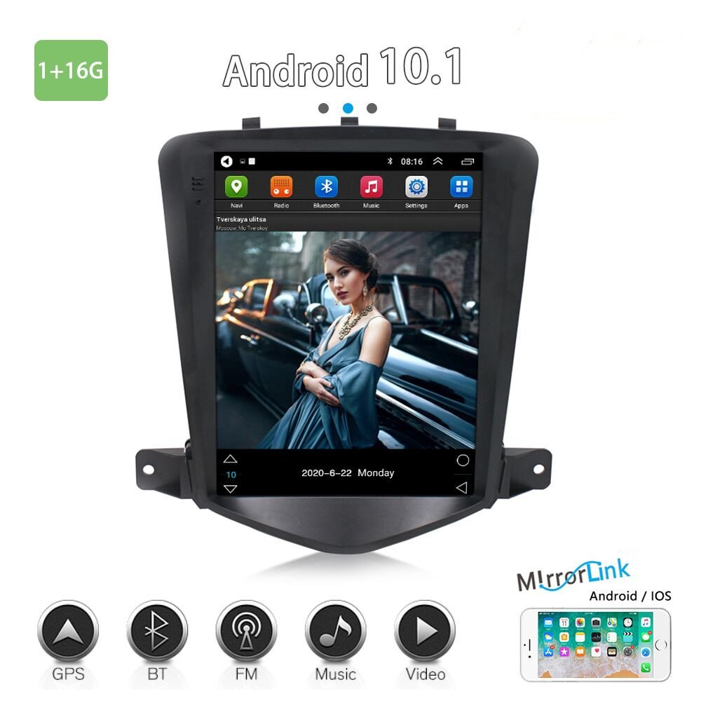 Podofo 9.7" 2 Din Car Radio Stereo Android GPS Wifi BT FM RDS Vertical Screen Autoradio For Chevrolet/Cruze J300 2009-2014