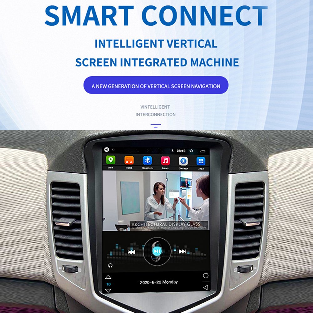 Podofo 9.7" 2 Din Car Radio Stereo Android GPS Wifi BT FM RDS Vertical Screen Autoradio For Chevrolet/Cruze J300 2009-2014