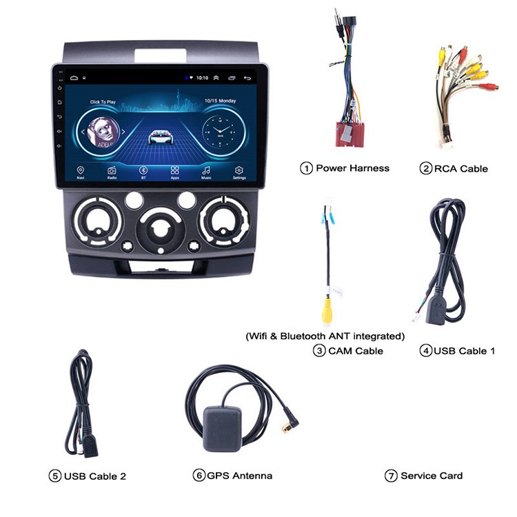 Car Dvd Multimedia Player Gps Navigation BT Stereo Audio System Android Radio For Mazda BT-50 Ford Ranger Expedition 2006~2010