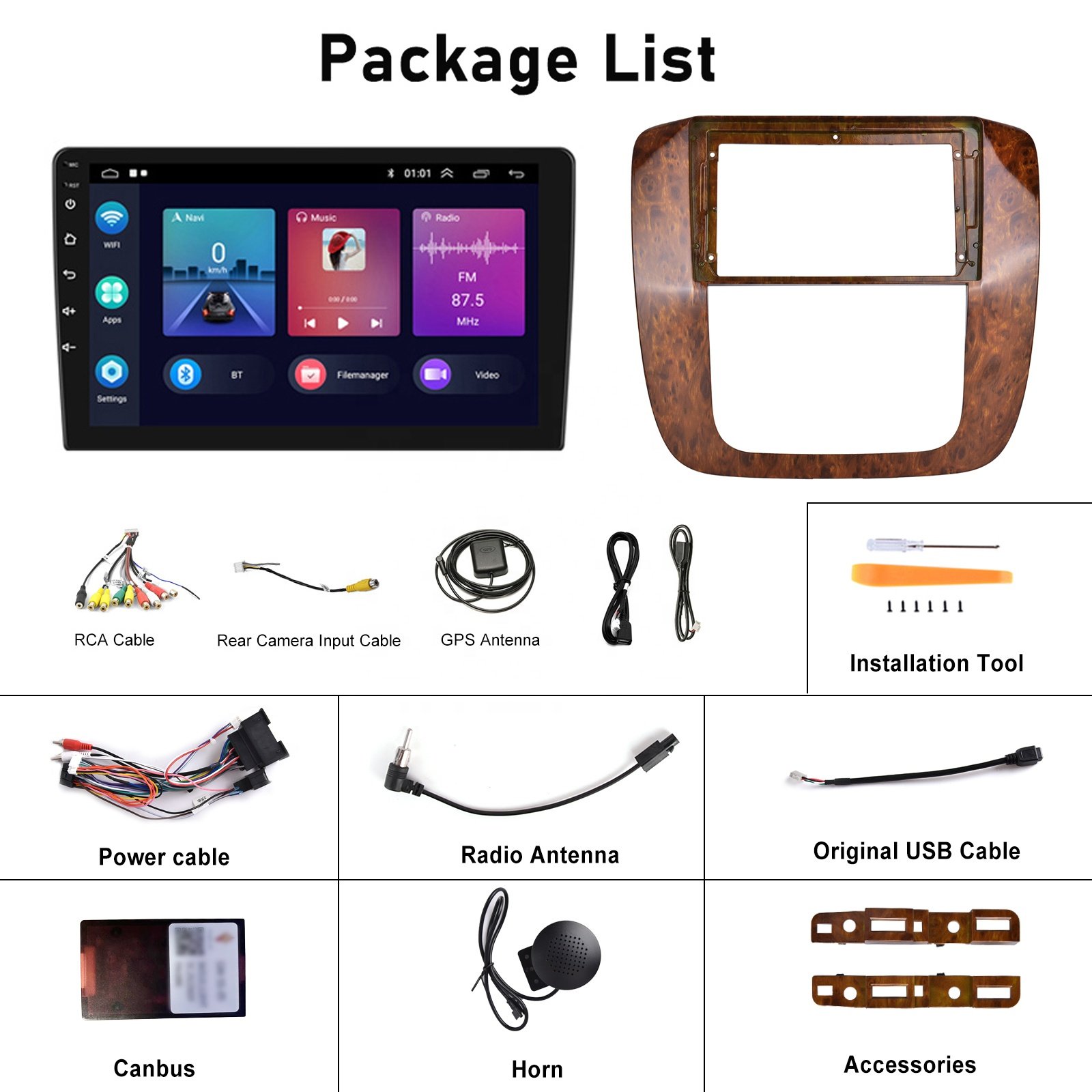 (USA Stock) Podofo 9" Android Car Stereo For Chevrolet Tahoe/Suburban Autoradio Carplay Android Auto GPS Wifi Hifi Audio FM RDS